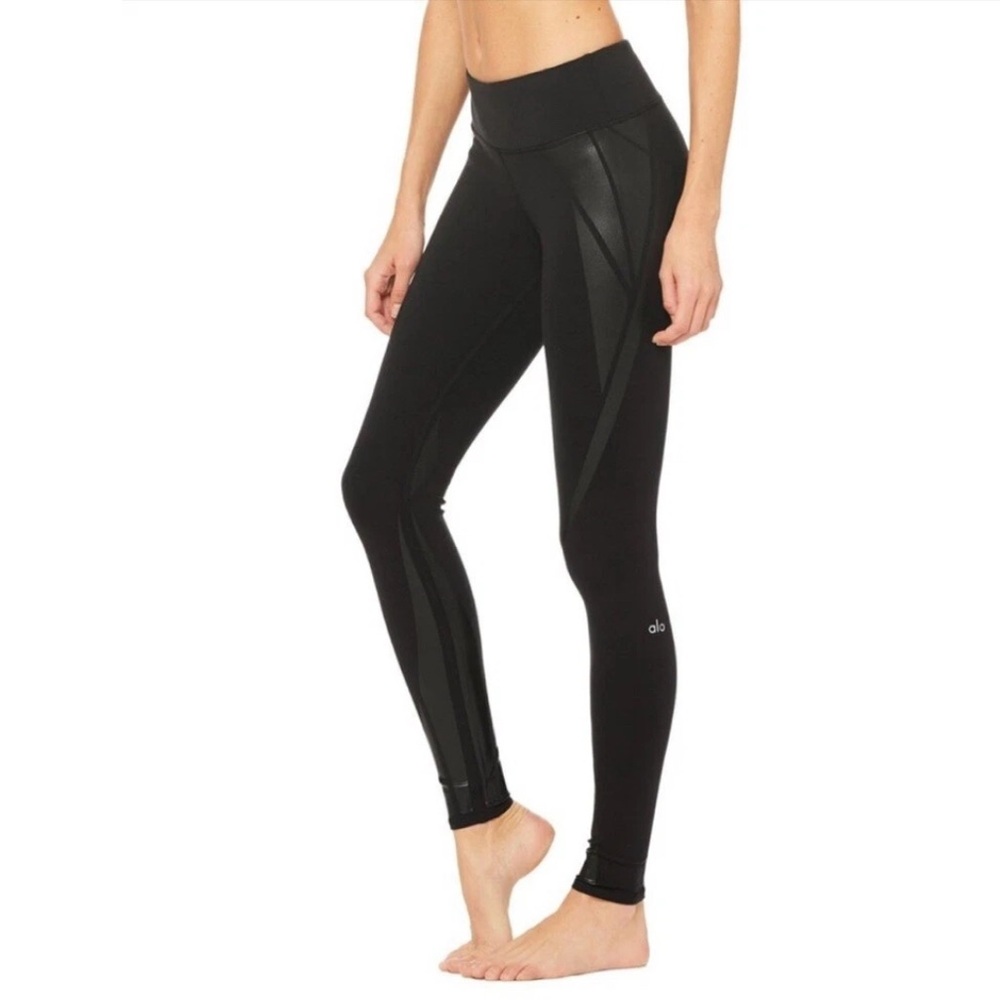 ALO Yoga Black High-Waist Airbrush Facet Leggings